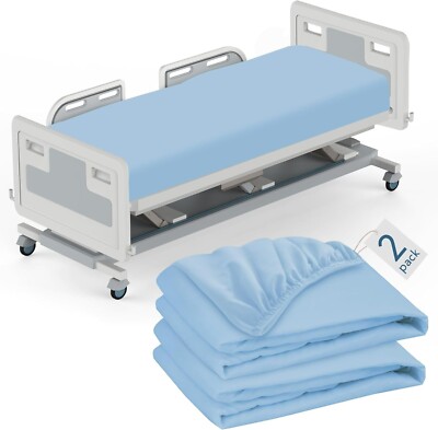 Hospital Bed Sheets Fitted 36x84/36x80 Blue Soft for Home/Care Beds/Medical Use