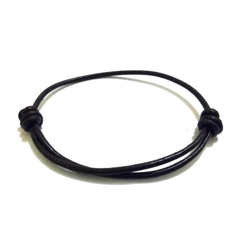 Bracelet Black Cord Leather 1.5MM Bracelet Adjustable Jewelry Gift Mens
