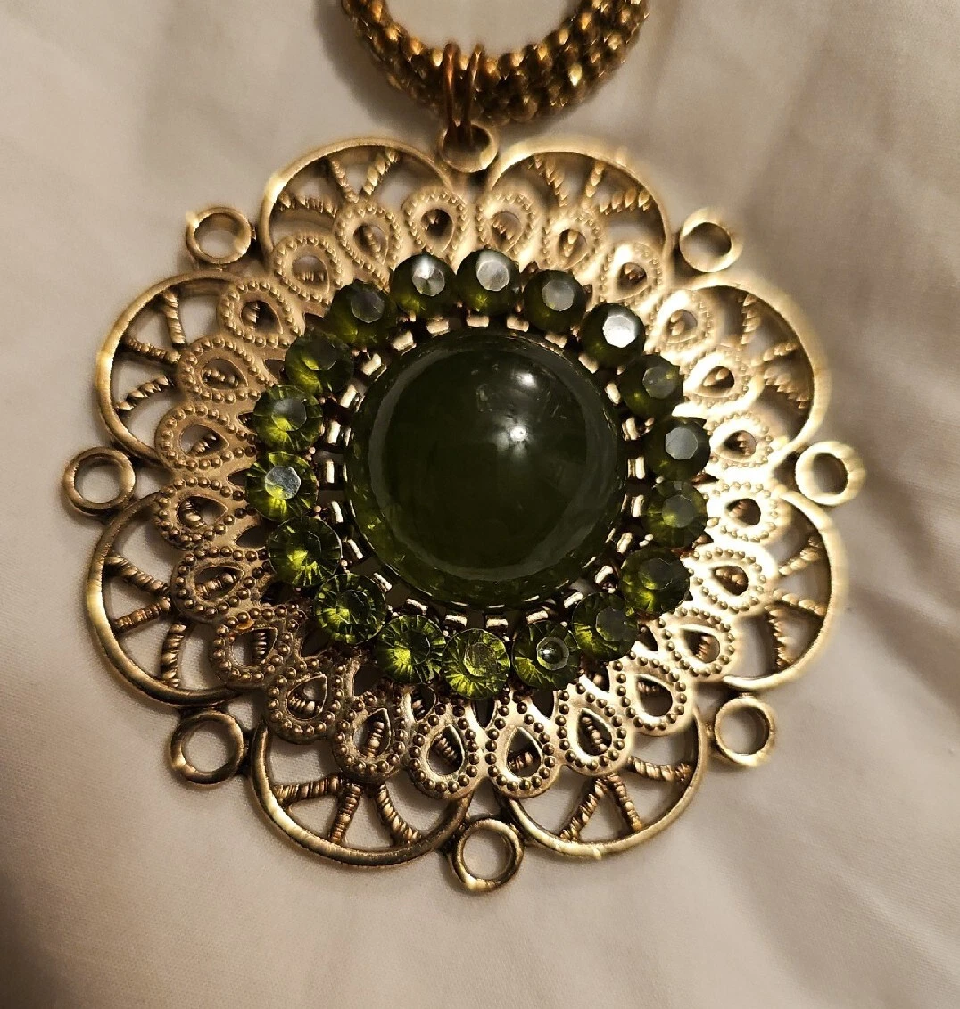 Vintage Necklace Costume Jewelry Elegant Jeweled Pendant Signed