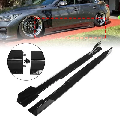 Car Side Skirt Extension Lip For Infiniti Q50 2014-23 Sport Body Kit Gloss Black - Image 1 of 4