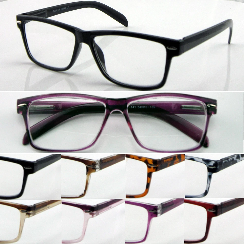 Lesebrille 0,00~+4,00 große Gläser Federscharnier Arme Wayfare Style Design L141