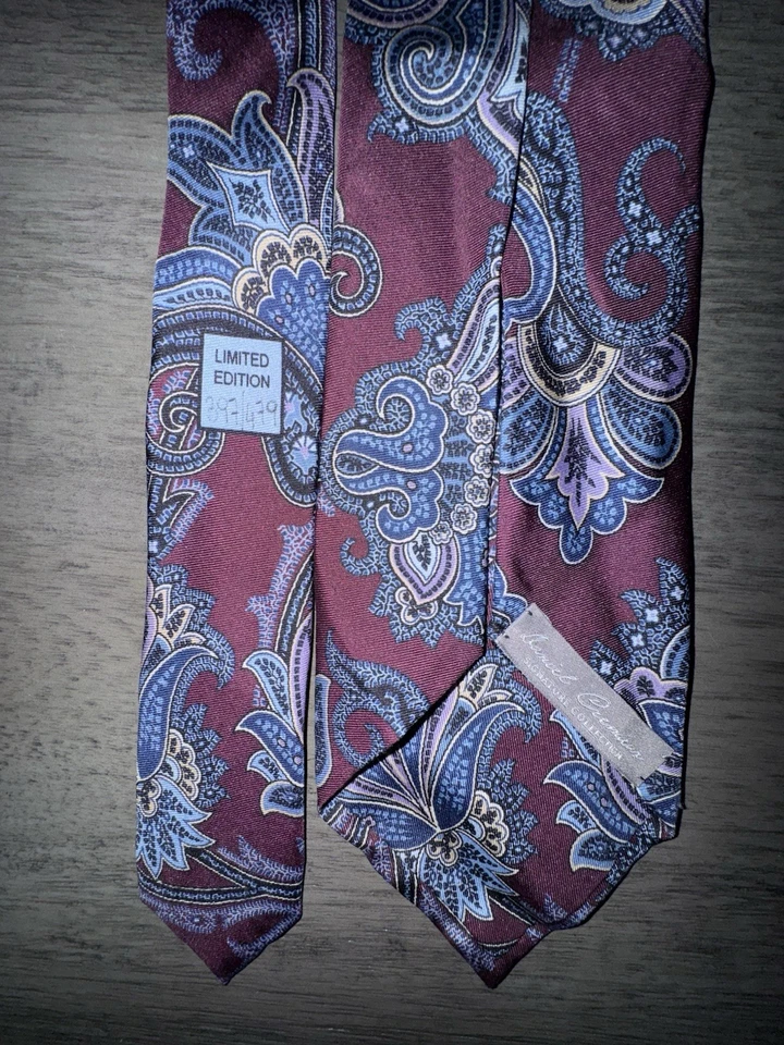 Daniel Cremieux Limited Edition 100% Italian Silk 7-Fold Tie Maroon Paisley - Image 2 of 4