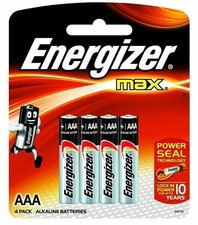 Energizer MAX Alkaline Battery AAA 4 Each