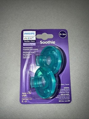 Philips Avent Soothie Pacifiers 0-3m SCF190/01 Green BPA Free Hospital Grade 2pk