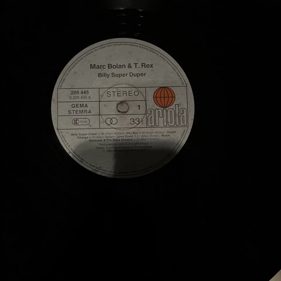 Marc Bolan & T. Rex Billy Super Duper LP, Ariola Records VG+/EX — 第 3/3 张图片
