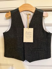 John Lewis Child&rsquo;s Waistcoat Tweed Slub Green 4Y Brand New