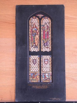 Design drawing for stained glass typical nave window Joshua at the Walls of