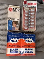 Lot of Vintage Camera Flashbulbs Westinghouse No.5, GE M3B, Amplex Sealed NIP