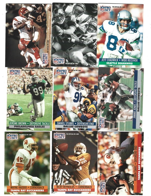 Lot of 9 -  1991 Pro Set Football Trading Cards