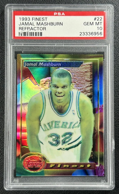 POP 9 JAMAL MASHBURN PSA 10 1993-94 TOPPS FINEST #22 ROOKIE REFRACTOR RC 6956