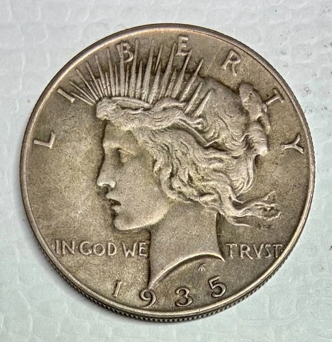 Gorgeously Toned 1935 Silver Peace Dollar, AU+ Condition, Great Coloration