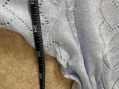 Torrid Sz 4 4X Heart Pointelle Cardigan Short Sleeve Cropped Sweater Baby Blue - Picture 6 of 13