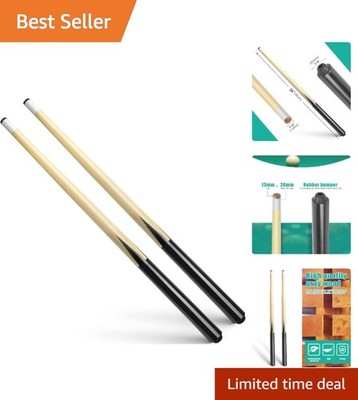 Wooden Kids Billiard Cue Set of 2 Shorty Pool Cues for Kids and Beginners
