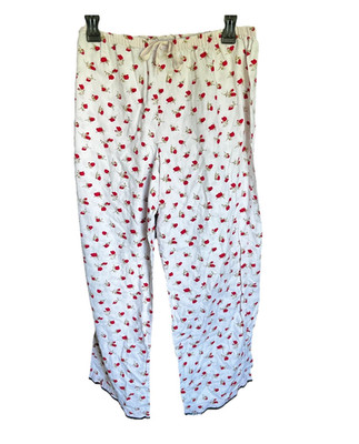 Victoria's Secret Women's XS Regular Pajama Pants Floral Rose White Drawstring