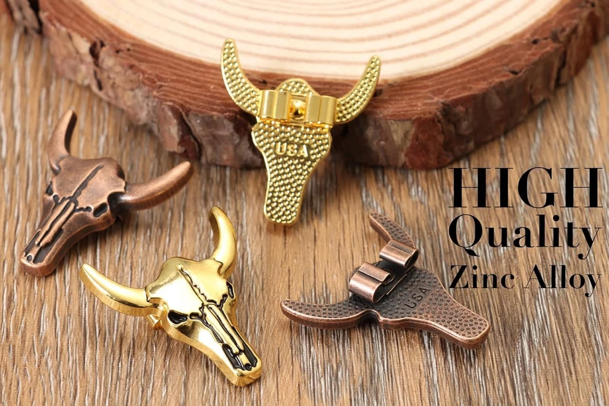 Western Vintage Bolo Tie for Men - Cow Skull Design Cowboy Tie - Black Leather B