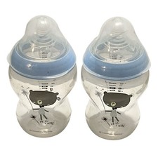 Tommee Tippee Baby Bottles 9oz Set of 2 w/ Extra Nipples Blue Used