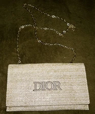 Christian Dior Straw Clutch Pouch 9 x 5.5" NEW SEALED IN BOX