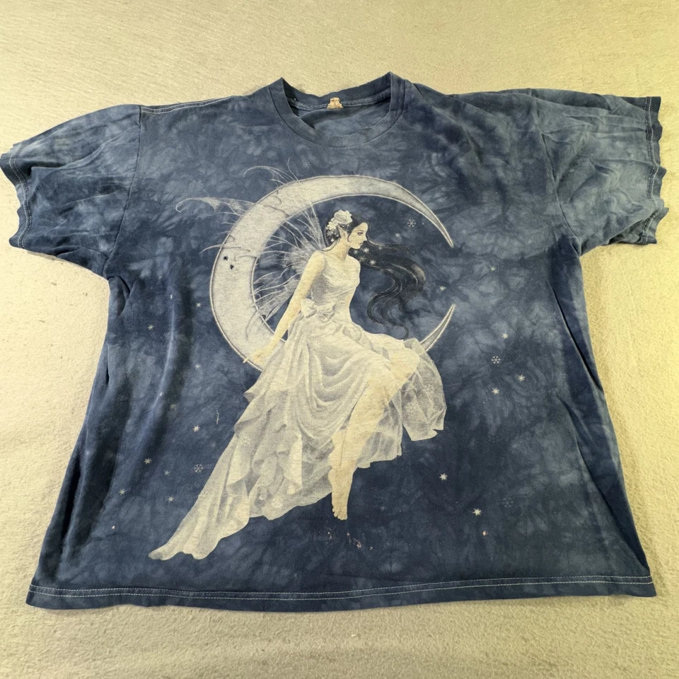 Camisa Vintage Fairy Moon Para Hombres Grande Azul Fantasía Gráfico Camiseta Etérea Años 90 y2k Foto 2 de 4