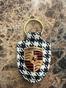 Like New Genuine Porsche Pepita Black and White Key Chain