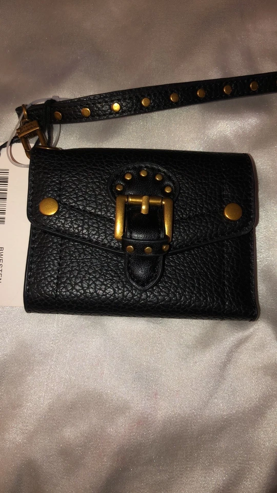 Steve Madden BWESTEN pulseira carteira bifold ocidental couro sintético preto seixo nova com etiquetas - Imagem 4 de 4