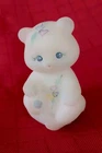 Vintage Signed Fenton Hand Painted Sitting Bear Satin Art Glass Figurine *3.5"