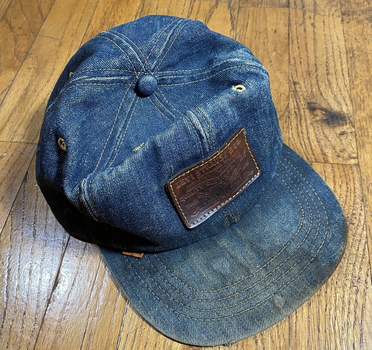 Vintage 70s Levi's Denim Hat Cap, Distressed Faded, Orange Tab | eBay