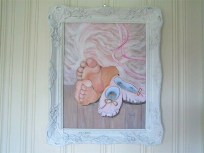 ''YOUNG BALLERINA TOES''  BALLET SLIPPERS   ACRYLIC Hand Painted 11'' X 14'' Canvas