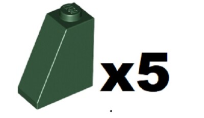   LEGO 5 New Dark Green Slopes 65 2 x 1 x 2 Stud Piece Part 60481 DGR