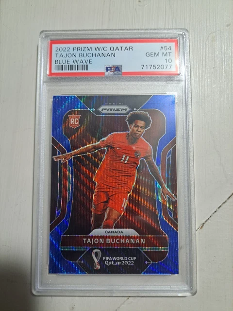 2022 Panini Prizm Tajon Buchanan PSA 10 Blue Wave World Cup RC /199