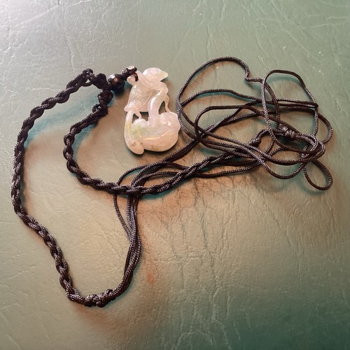 Light Green Two Toned Two Sided Jadeite Bird Sitting Translucent Pendant - Picture 7 of 9