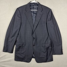 Hickey Freeman Blazer 43L Blue Windowpane Loro Piana Tasmanian Super 120's Wool