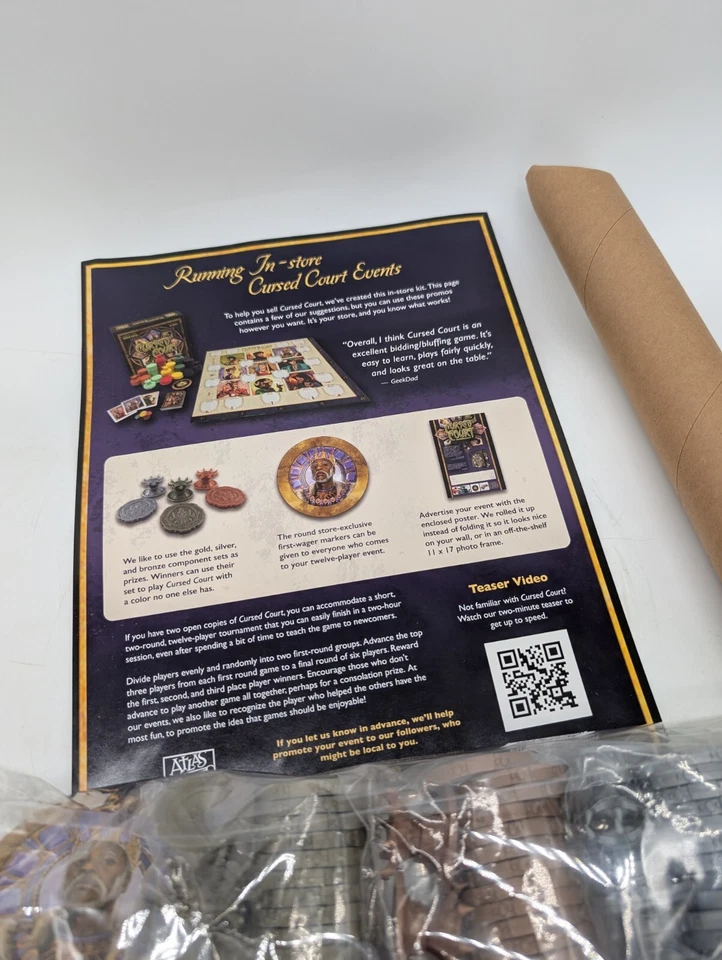 Atlas Games Cursed Court Board Game - Promotional Kit W/Token Set, Poster, Etc - Image 2 of 4