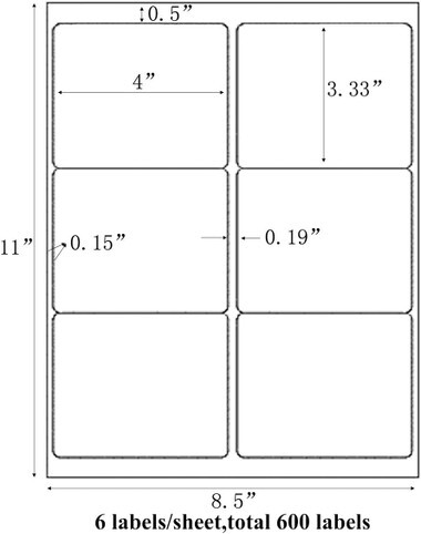 6000 Premium Adresse Versandetiketten 3 1/3"" x 4"" für Laser-Tintenstrahldrucker 6-up - Bild 2 von 6