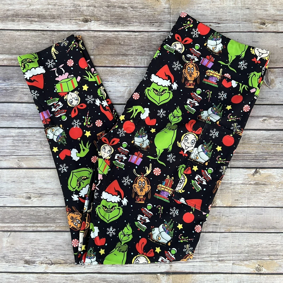 Grinch Christmas Tree Holiday Women's Leggings TC Plus Size 12-20