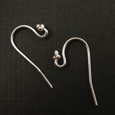 925 Sterling Silver Findings -Simple Earring Hooks With 4 Ball Flower (6 pcs)