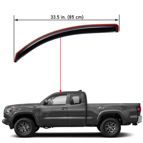 In-Channel Smoke Window Visor Vent Shade for 2016-2023 Toyota Tacoma Access Cab - Picture 2 of 13