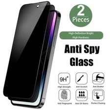 2 Pack Privacy Glass Screen Protector for IPhone 12 13 14 15 16 PRO MAX Anti-Spy