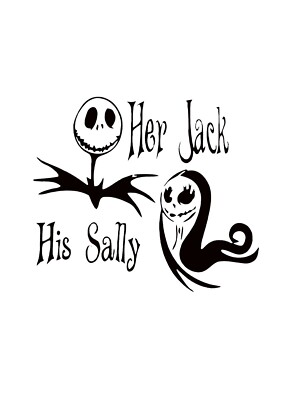 The Nightmare Before Christmas - Her Jack / His Sally - Vinyl Sticker Fun Decal 