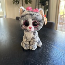 TY Beanie Boos - KIKI the Grey Cat (6 Inch) Plush Stuffed Animal Toy Pink Eyes