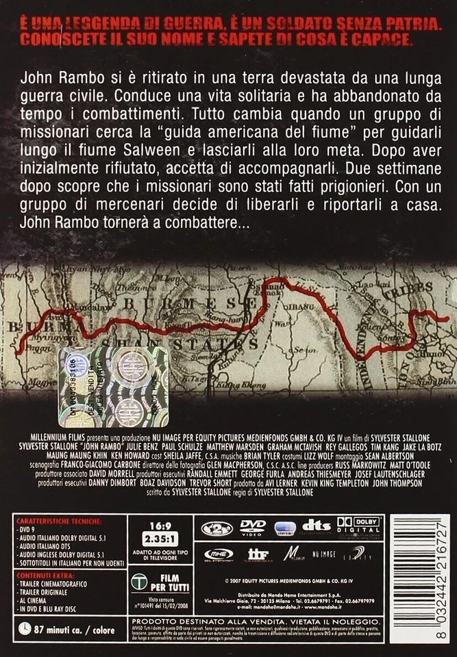 Dvd JOHN RAMBO Sylvester Stallone nuovo sigillato 2008 - Immagine 2 di 2