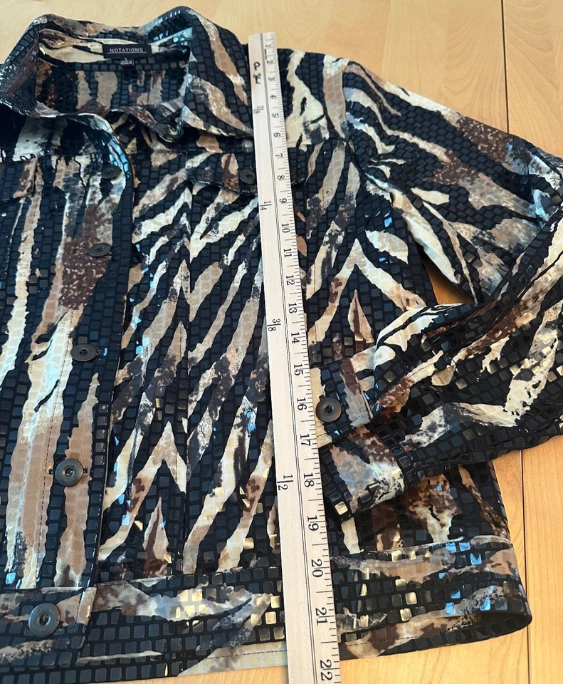 CHAQUETA DE LENTEJUELAS VINTAGE NOTATIONS GUEPARDO ANIMAL PRINT MUJER TALLA L Foto 4 de 4