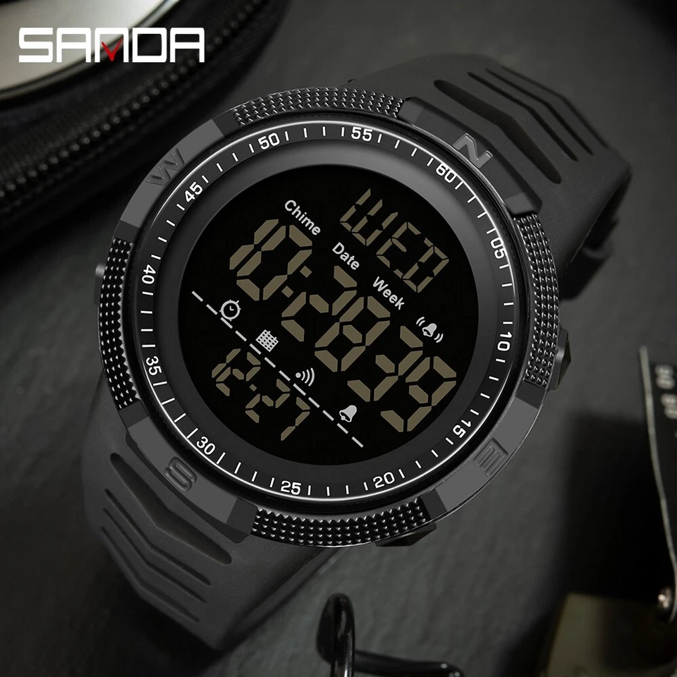 Military Wrist Watch Men Tactical Digital Waterproof LED Sports Stopwatch Timer - Image 3 of 4