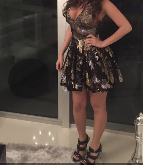 bebe black and gold sequin dress That Dazzling Glow Black & Gold Babydoll Dress, Medium - The Mint Julep Boutique