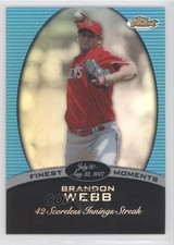2008 Topps Finest Finest Moments Blue Refractor 100/299 Brandon Webb #FM-BW 0b2