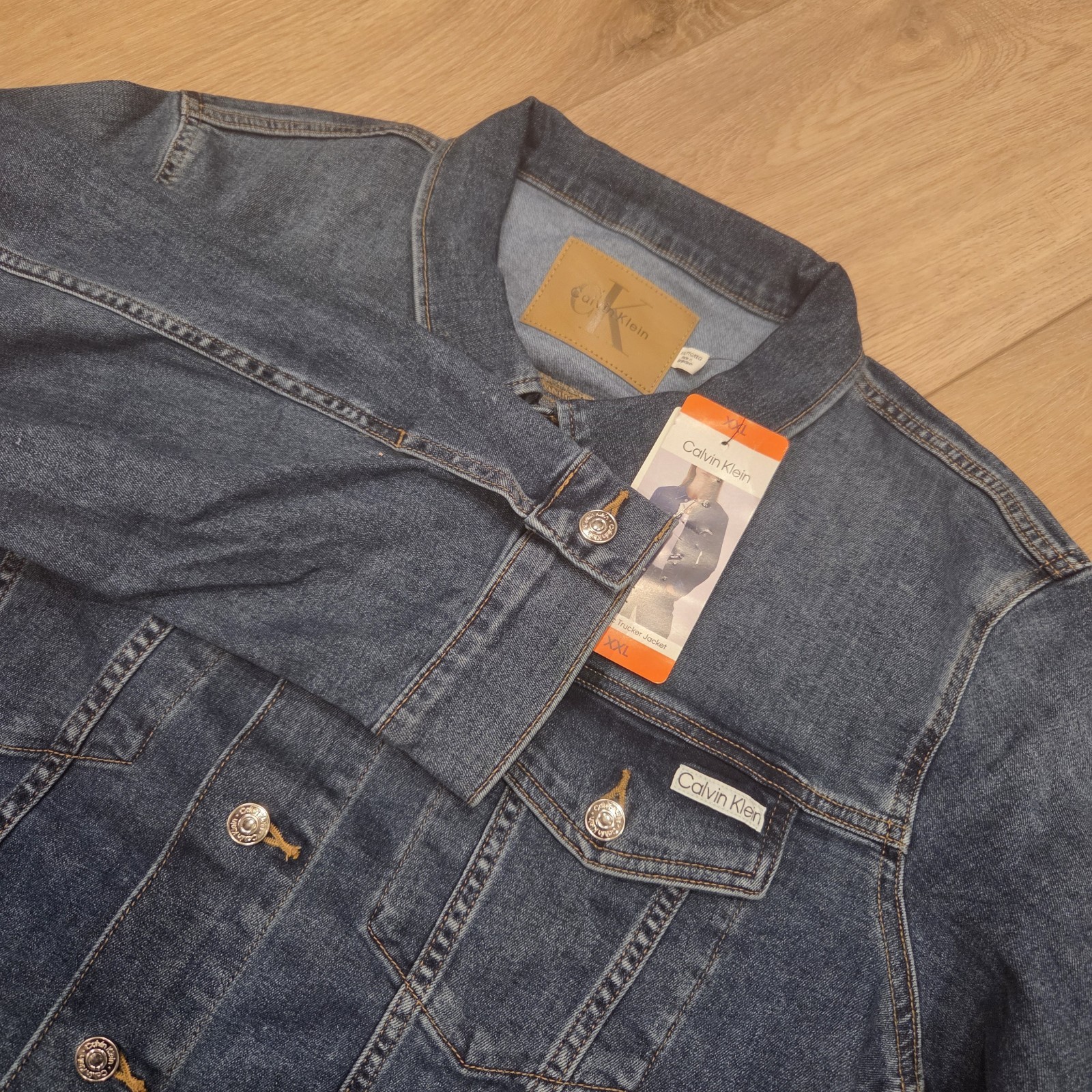 Calvin Klein Women's Denim Jacket storm dark blue size XXL - NWT Classic Trucker