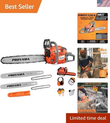 Durable 58CC Chainsaw with Quick Stop Brake - Perfect for Pruning & Firewood