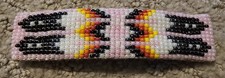 Vintage Handmade Seed Bead Native Navajo 4" Hair Clip Barrette Pink Arrows