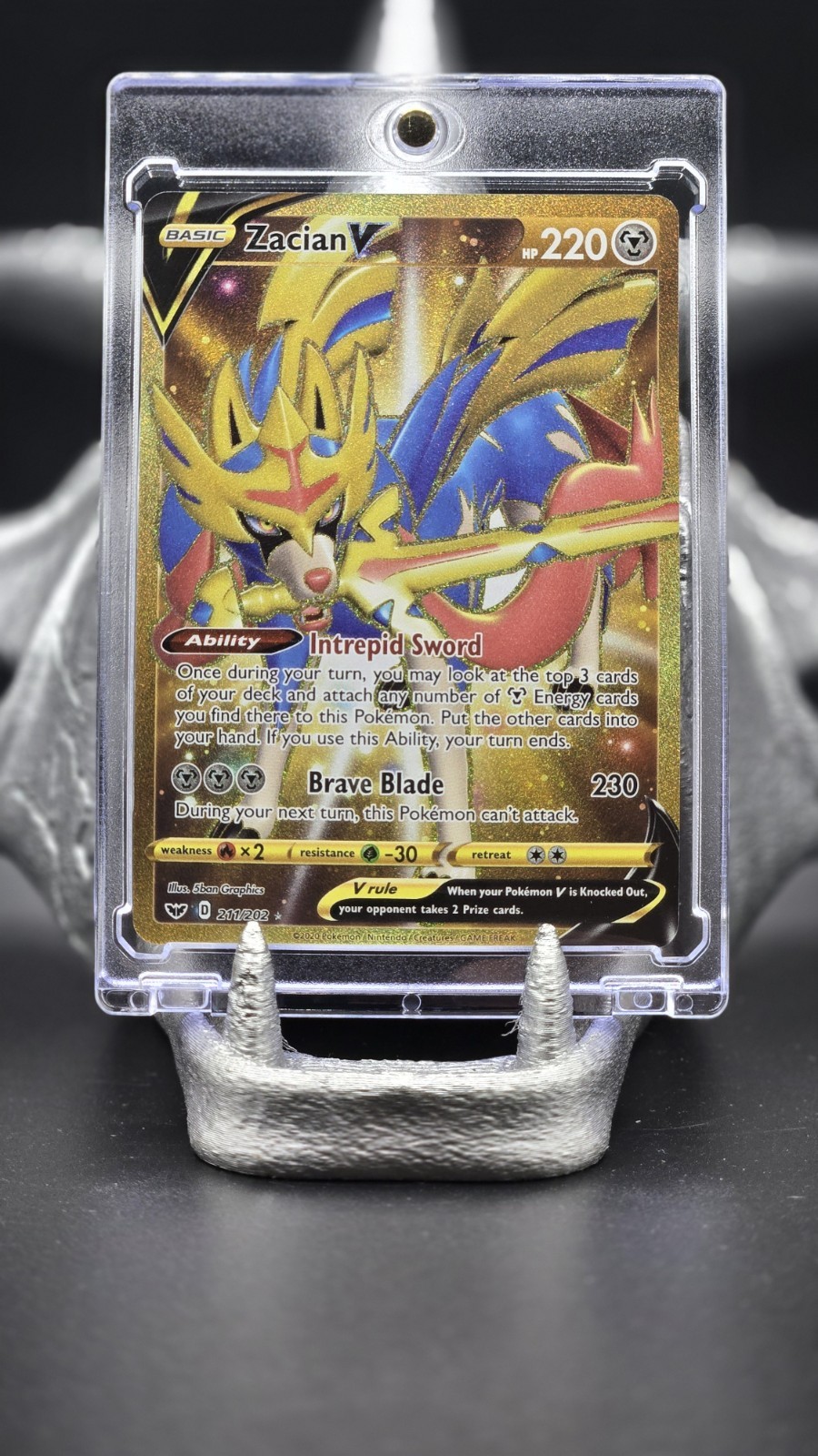 zacian gold pokemon card Shiny Premium Collection Metal Ability Intrepid Sword Once during your turn GOLD ZACIAN V - Pokemon