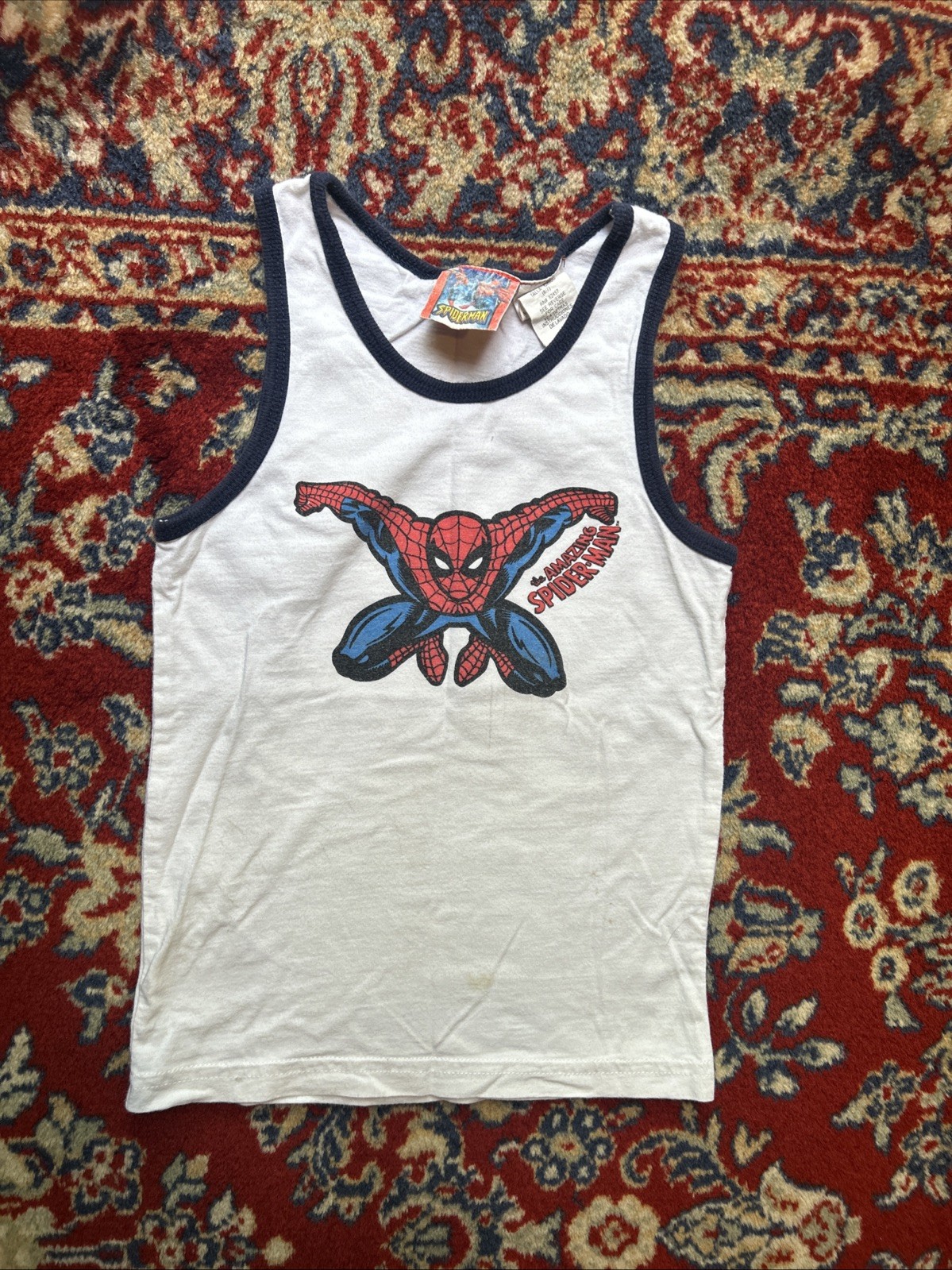 Vintage 2004 Spider Man Tank Top Boys Size 6/7 Red Blue