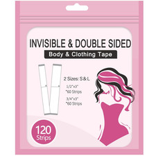 120 Strips 2 Sizes-Pack Combo Double Sided Tape for Clothes Fashion Tape for C